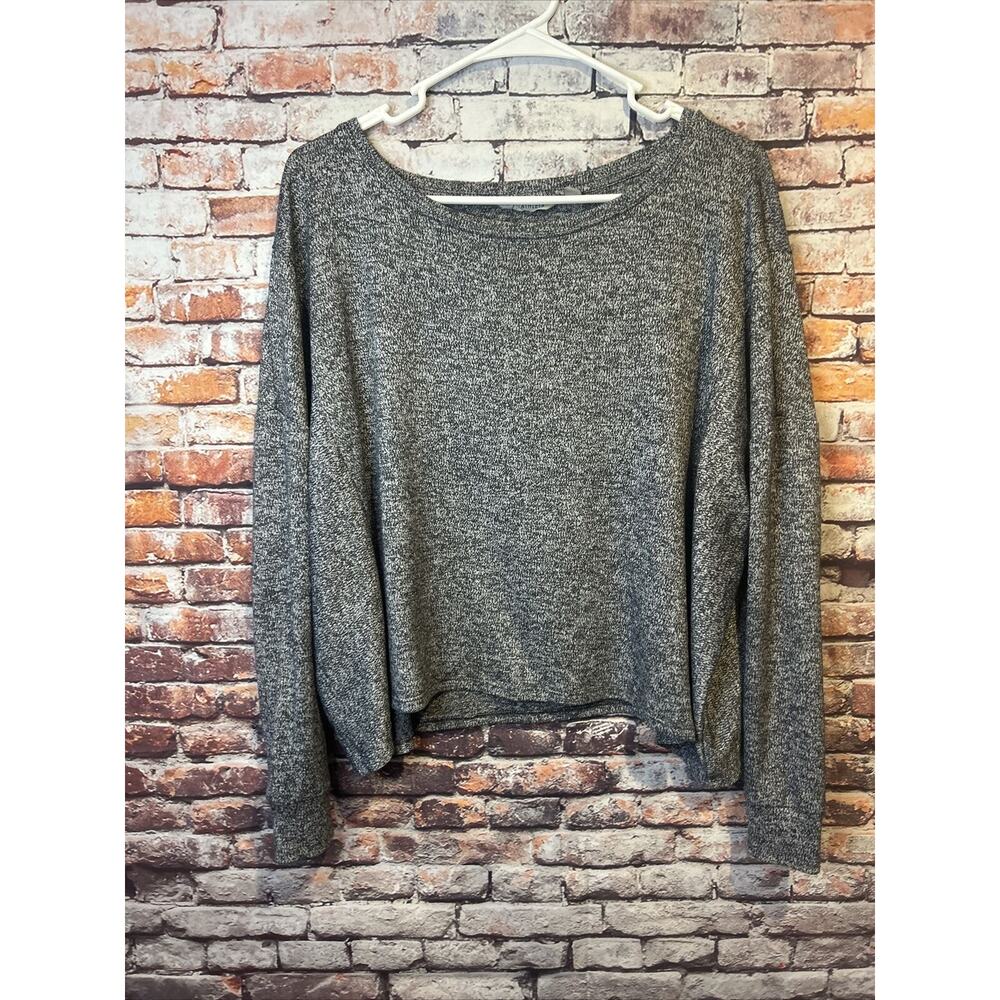 Athleta gray heathered POSE BOXY TOP long sleeve blouse cropped womens size xs